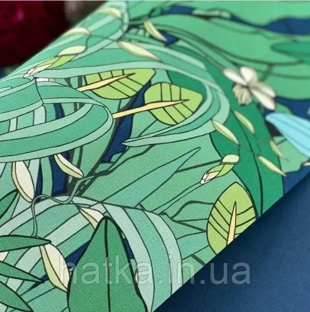 Шпалери вінілові на флізеліні Rasch Clasik 0,53 джунглі пальми квіти яскраво-зелені салатові сині Київ - фото 2