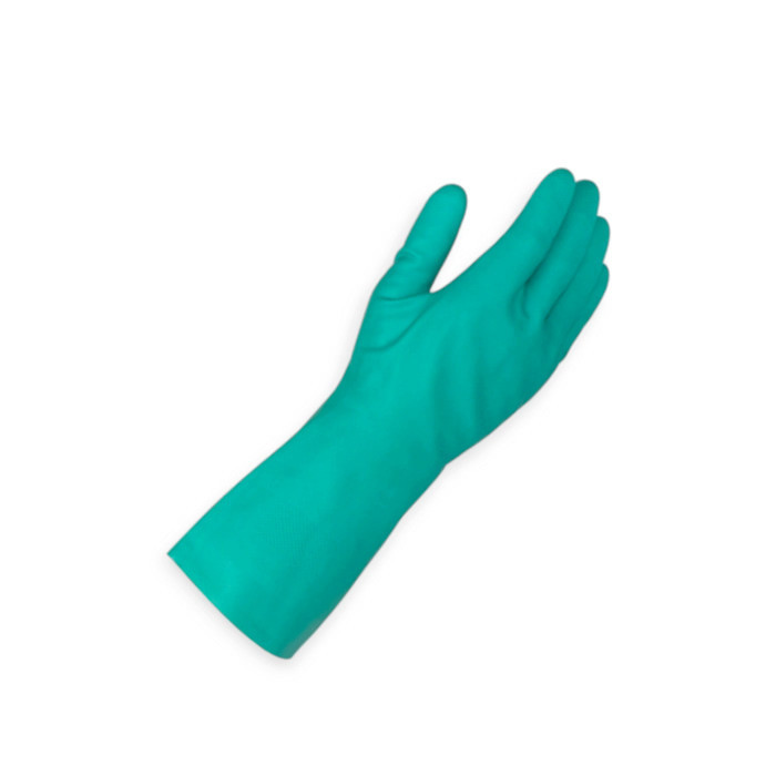 Рукавички хім. захист 35см D-Fender нітрил з бавовняним покриттям, розмір 9, зелені Мукачево - фото 1