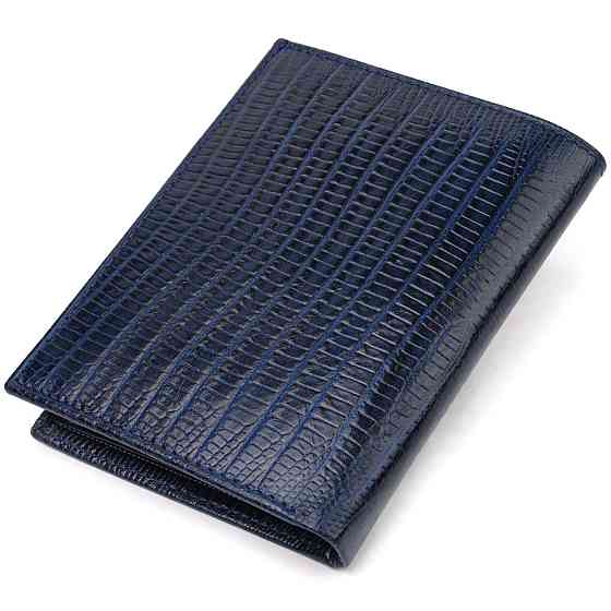 Чоловічий гаманець з натуральної шкіри вертикального формату з тисненням CANPELLINI 21752 Синій Київ