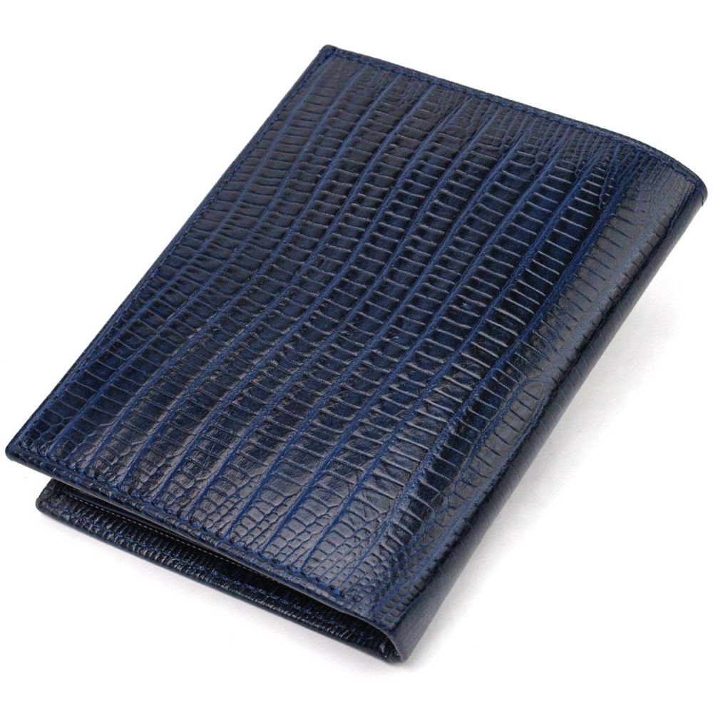 Чоловічий гаманець з натуральної шкіри вертикального формату з тисненням CANPELLINI 21752 Синій Київ - фото 2