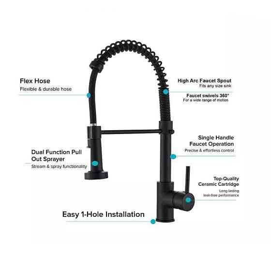 Умный сенсорный кухонный смеситель WanFan со светодиодным краном, пружиной и выдвижной распылительной головкой Каменец-Подольский