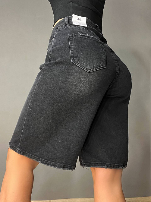 Шорти жіночі джинсові Zeo Basic 4869 бермуди великі розміри чорні, чорний, 44, 44, 85 см, 115 см Київ - фото 2