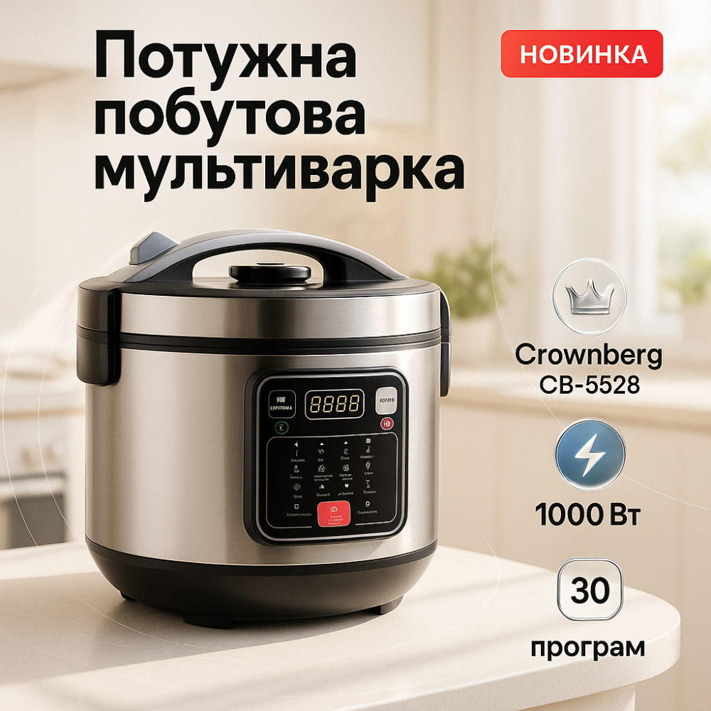 Мультиварка 30 программ Crownberg CB-5528 5л 1000Вт электронное управление с дисплеем и функцией скороварки HM-31 Львов - изображение 2