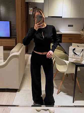 Женский базовый повседневный костюм, двойка, турецкая ангора. Черный, 46/48 Одесса