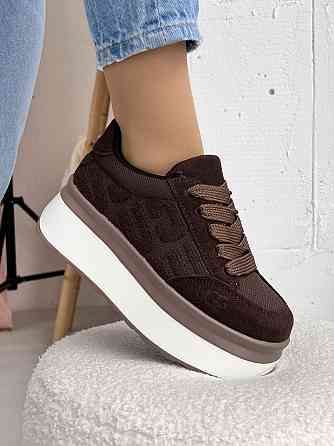 Aelida Стильні кросівки жіночі з натуральної замші коричневі на платформі Aelida U67-8 37 Коломия