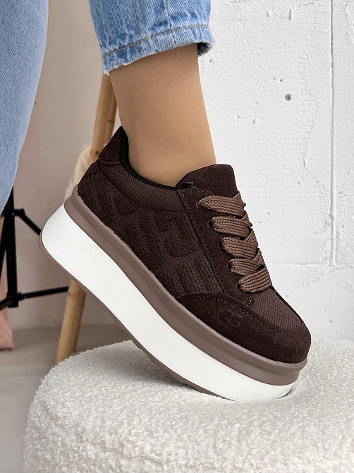 Aelida Стильні кросівки жіночі з натуральної замші коричневі на платформі Aelida U67-8 37 Коломия - фото 1