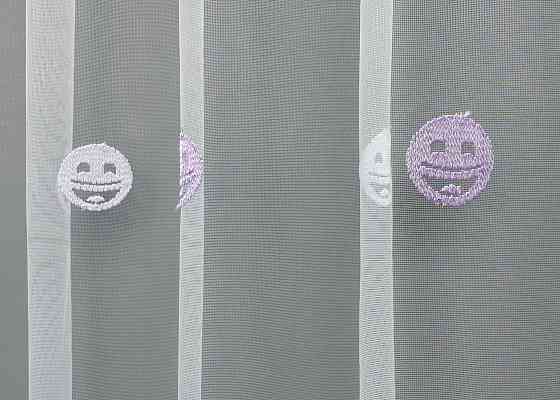 Тюль VR-Textil 1573т Фатин з вишивкою Смайлики Білий з бузковим 350х270 см (42-0977) Київ