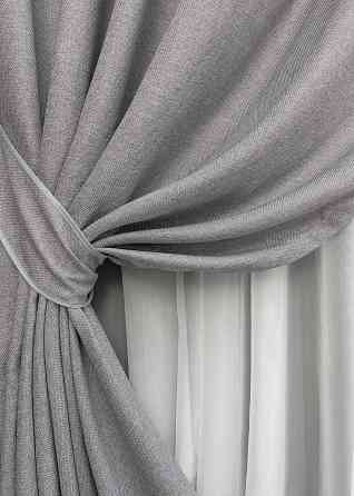 Комплект штор на люверсах VR-Textil Лен ELEMENTA № 1866ш Светло-серый 150х270см 2 шт (37-0276) Киев