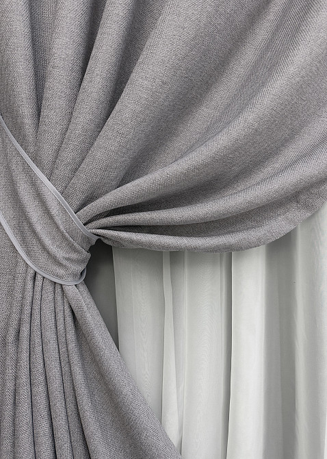 Комплект штор на люверсах VR-Textil Лен ELEMENTA № 1866ш Светло-серый 150х270см 2 шт (37-0276) Киев - изображение 5