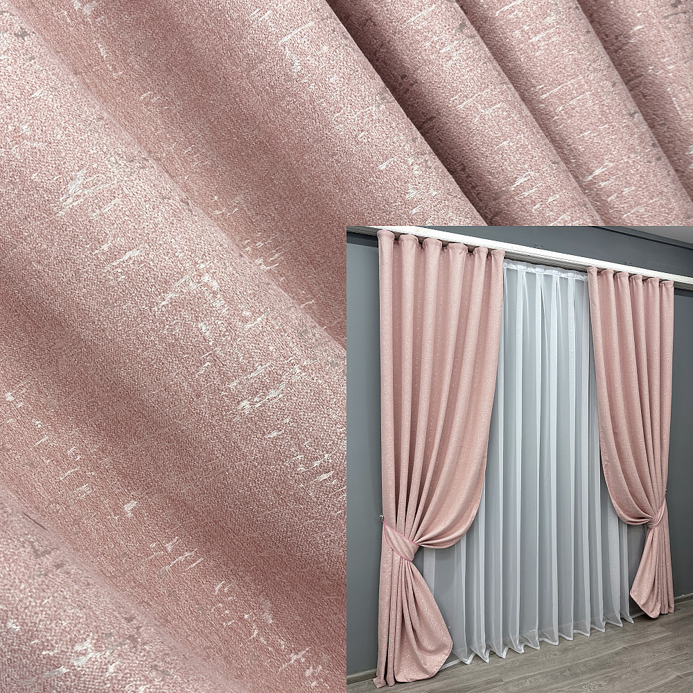 Комплект готовых штор VR-Textil Лен № 1737ш Розовый 150х270 см 2 шт (33-0726) Киев - изображение 1