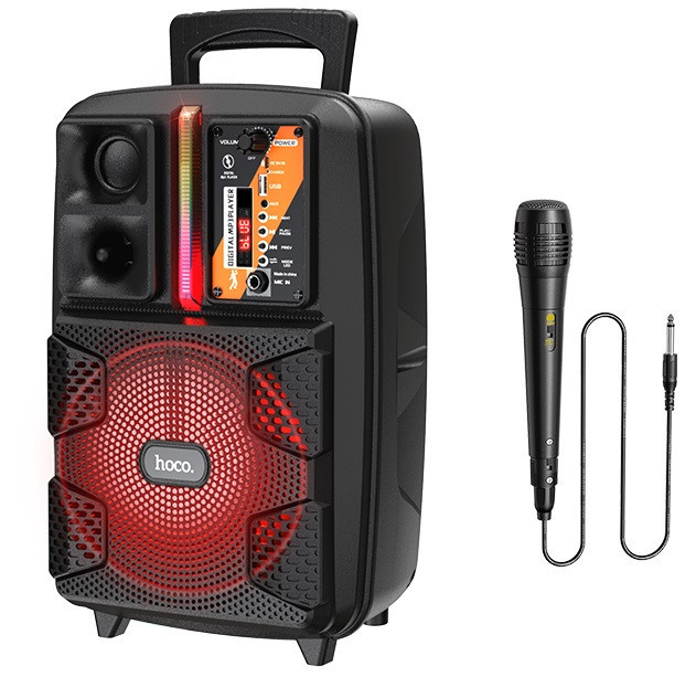 Портативна колонка HOCO BS37 з провідним мікрофоном, чорна Вінниця - фото 1