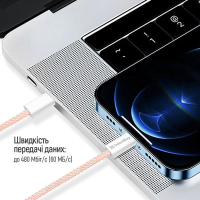 Дата кабель USB-C to USB-C 1.0m 60W 3.0А pink ColorWay (CW-CBPDCC061-P) Винница - изображение 5