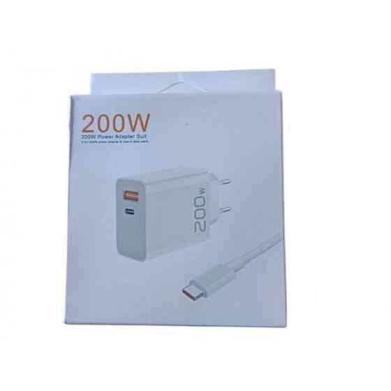 Адаптер 200W з USB та Type-C виходами + кабель USB-Type-C, підтримка швидкого заряджання USB/PD для  Київ