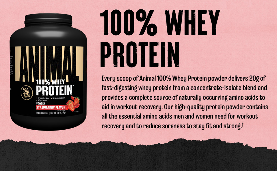 Протеїн Universal Nutrition Animal 100% Whey 1800 г, Strawberry Луцьк - фото 3