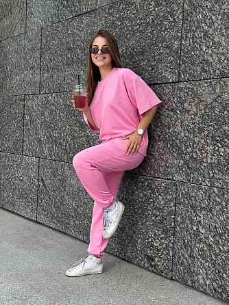 Спортивный костюм женский футболка и штаны джогеры Розовый XS-S Харьков