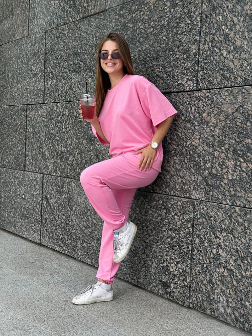 Спортивный костюм женский футболка и штаны джогеры Розовый XS-S Харьков - изображение 1