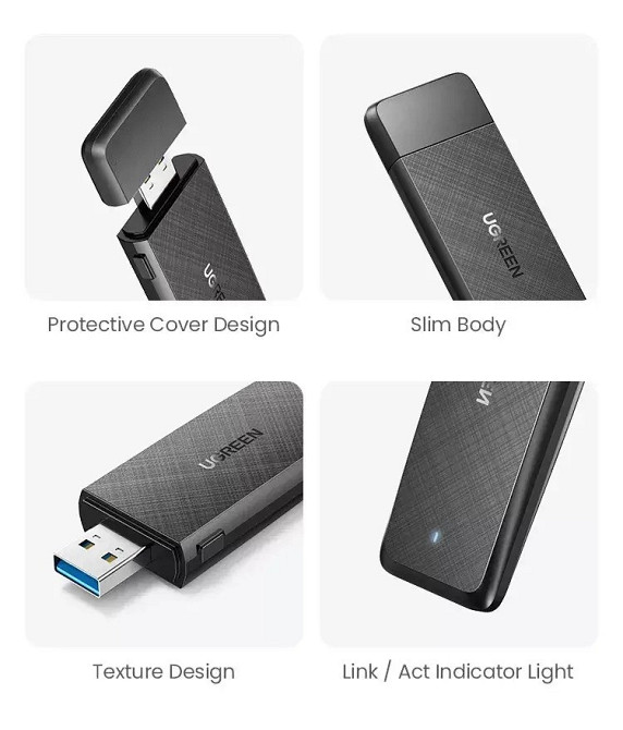 Двухдиапазонный Wi-Fi AC адаптер Ugreen USB3.0 1300Mbps 2.4/5.8Ghz 50340 CM492 Николаев - изображение 3