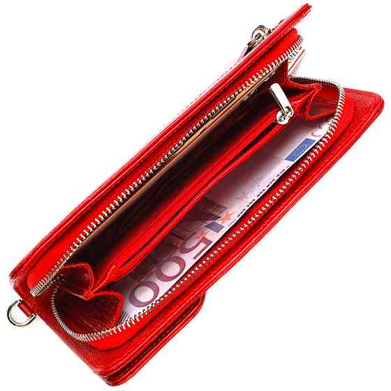 Женское портмоне клатч из натуральной кожи CANPELLINI 21534 Красное Киев