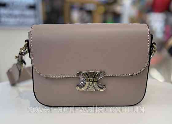 Женская сумка кросс-боди в стиле селин из гладкой кожи черного цвета Virginia Conti Киев