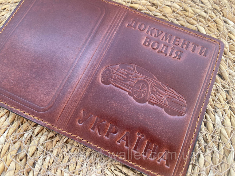 Обкладинка для водійських прав та техпаспорту з натуральної шкіри з файлами PS Leather Київ - фото 4