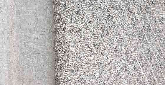 Шпалери вінілові на флізеліні Marburg Aura метрові смуги сіточкою структурні сіро-бежеві Київ