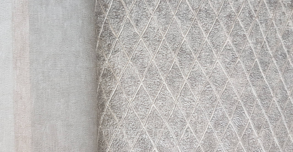 Шпалери вінілові на флізеліні Marburg Aura метрові смуги сіточкою структурні сіро-бежеві Київ - фото 3