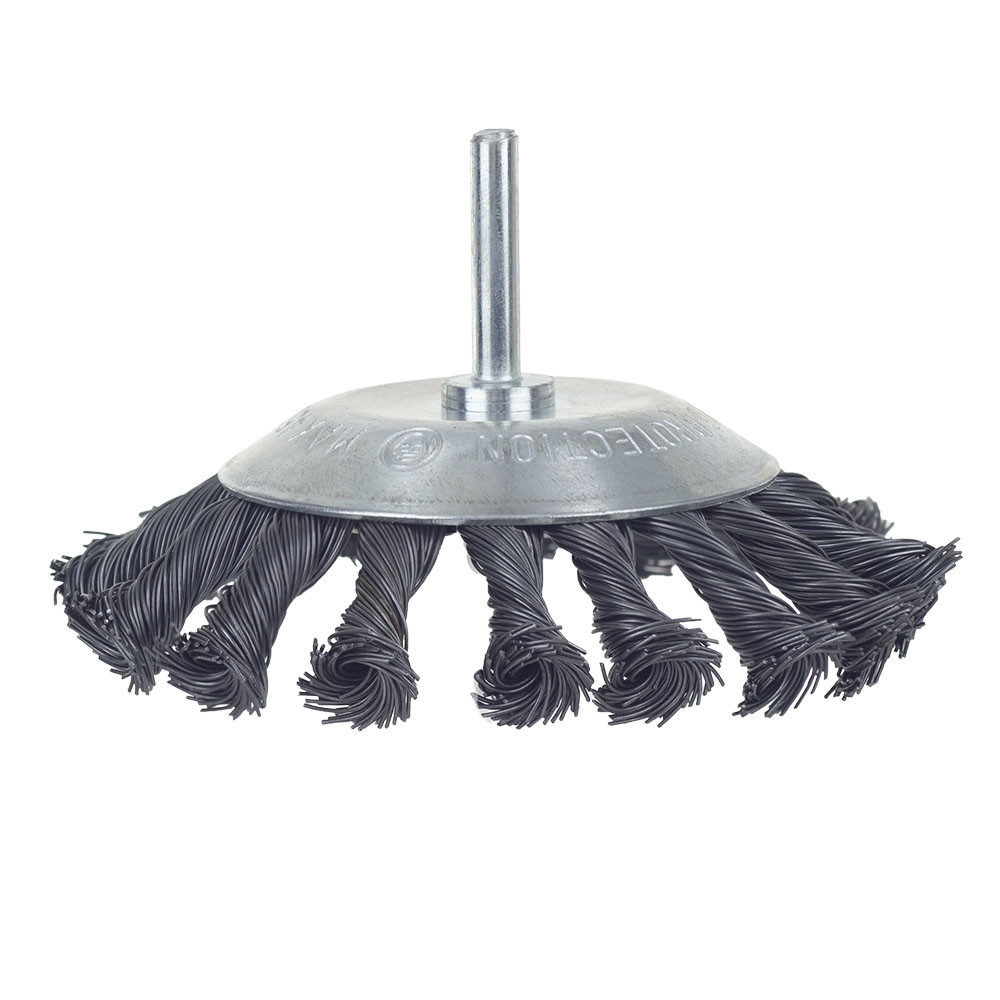 Щетка проволочная конусообразная Ø115мм хвостовик Ø6мм (стальная витая) SIGMA (9025111) Ровно - изображение 1