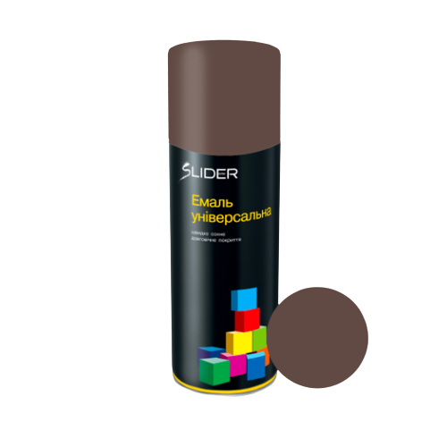 Емаль універсальна 400мл 8027 коричнева шкіра мат. аерозоль SLIDER Житомир