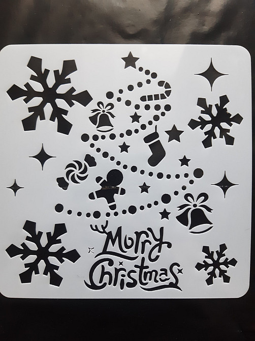 Трафарет на новый год Елка новогодняя 15 на 15 см серый Киев - изображение 1