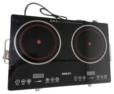 Настільна інфрачервона плита Haley HY-1812A: двоконфоркова електрична плита для будь-якого посуду на 2 зони Одеса - фото 1
