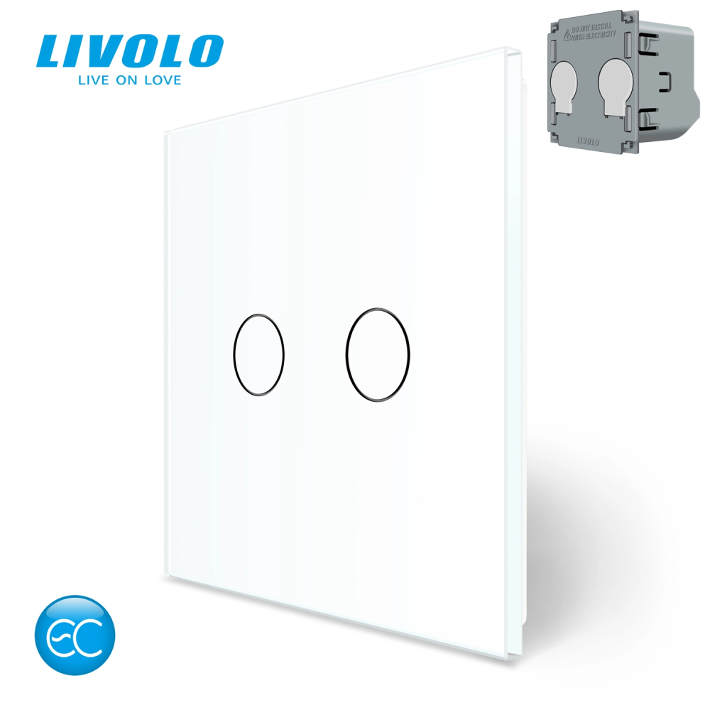 LIVOLO Комплект бездротовий сенсорний вимикач з реле 2 канали LIVOLO білий матове скло Коломыя - изображение 1