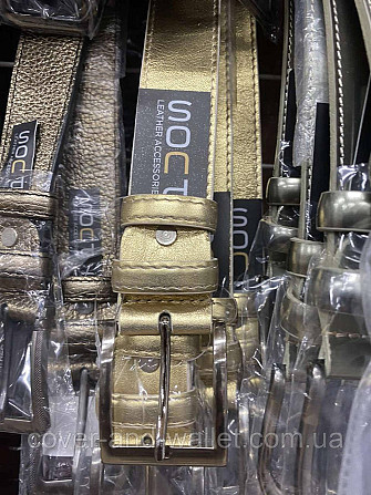 Стильный женский ремень из натуральной кожи золотистого цвета 35мм PS Leather Киев - изображение 5