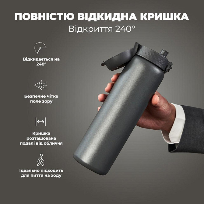 Пляшка для води металева вакуумна ION8 920 мл. Vacuum Insulated, Grey Кам'янське - фото 3