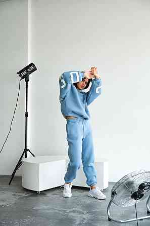 Женский стильный повседневный костюм Chicago с двойным капюшоном Голубой, 48/50 Одесса