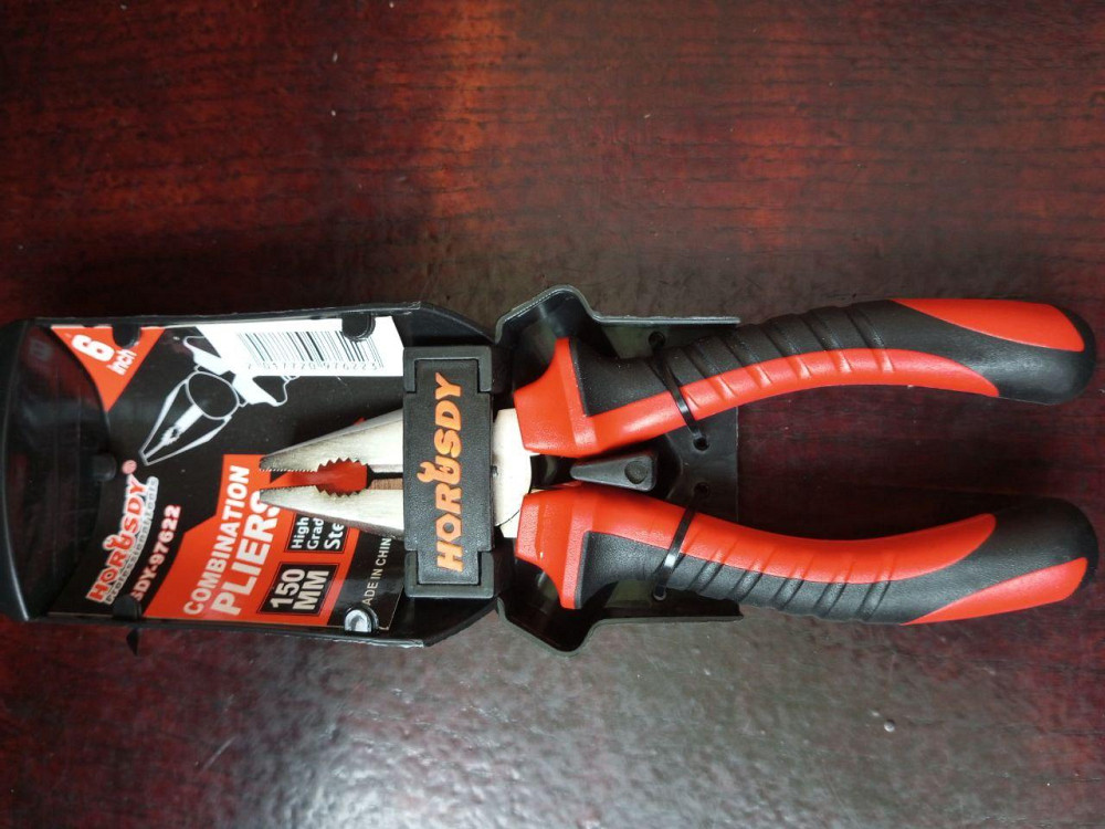 Плоскогубцы 150 мм, никелированные, двухкомпонентные рукоятки HORUSDY Полтава - изображение 1