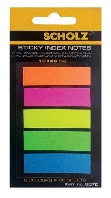 Стікер-закладка "Scholz" 8070SCH 12*44мм 5кол. по 20арк PP (за100арк), шт Київ - фото 1