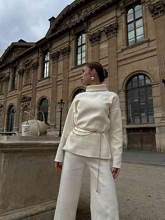 Женский базовый костюм двойка: свитер и брюки турецкая вязка Белый, 42/46 Одесса