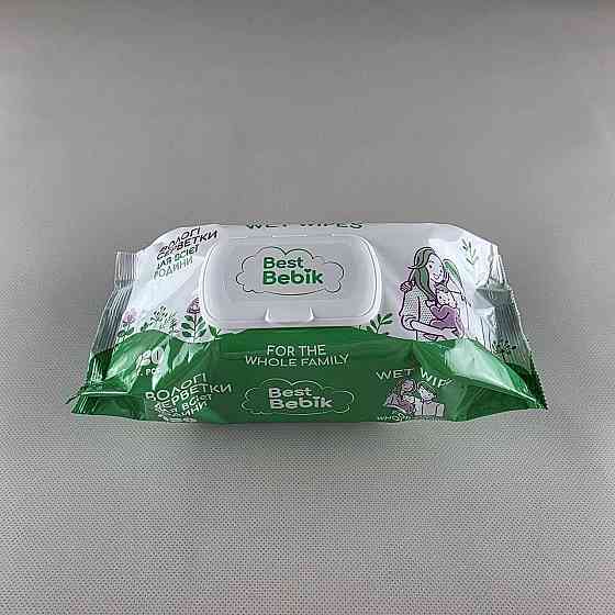 Серветки вологі 120 шт.з клапан «Best Bebik» для всієї родини (1 пачка) Харків
