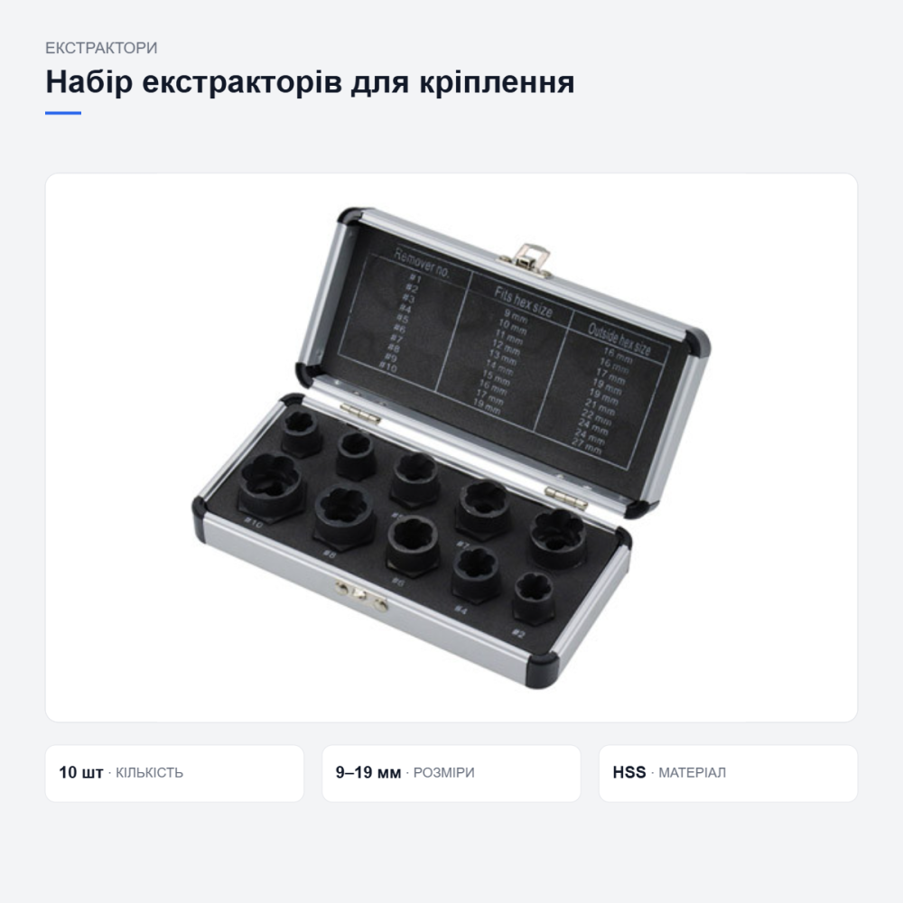 Набор экстракторов для поврежденных болтов и гаек Киев - изображение 5