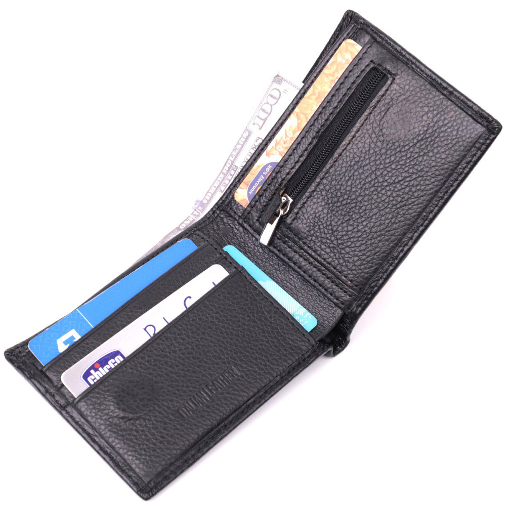 Зручне чоловіче портмоне з натуральної шкіри ST Leather 22482 Чорний Київ - фото 5