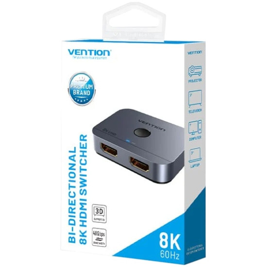 Сплітер HDMI 2.1 UHD 8K 60Hz 3D, HDCP HDR Dolby 7.1 перемикач двонаправлений 2 in 1 out  Vention Вінниця - фото 10