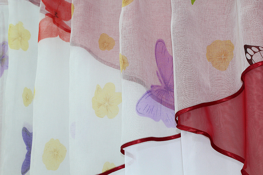 Кухонная занавеска (290х170см) на кухню, балкон цвет белый с красным 00к 59-354 Киев - изображение 4