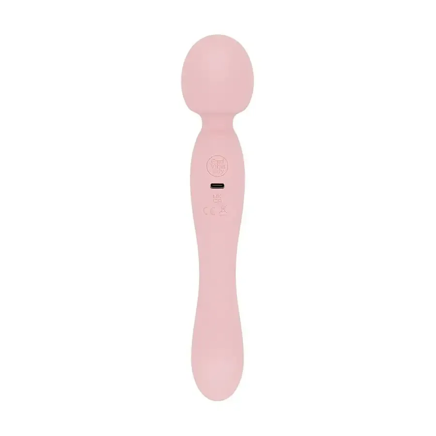 Двусторонний массажер-вибратор Good Vibes Only – SIMI Double-Sided Wand Vibrator Soft Silicone – Pink Львов - изображение 3