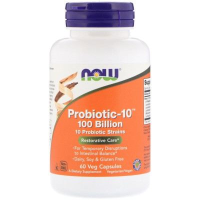 Пробіотики Now Foods Пробіотики Для Травлення, Probiotic-10, 100 Billion, 60 веге (NOW-02904) Вінниця - фото 1