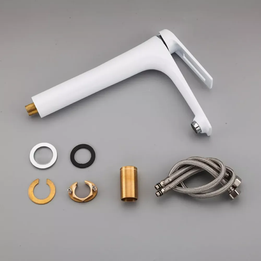 Смеситель для раковины высокий Frap F1052-54 белый/хром Киев - изображение 5