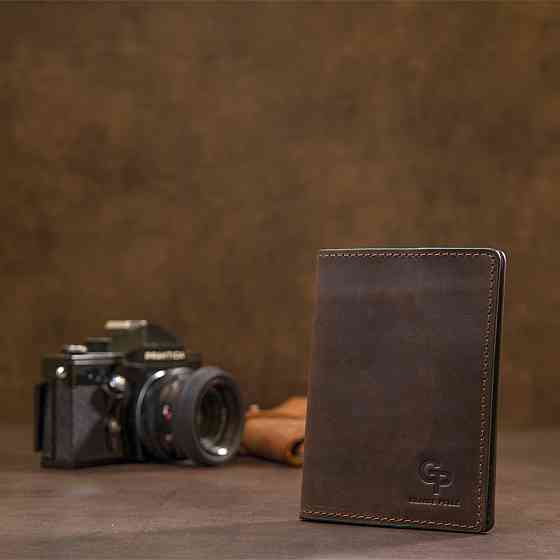 Матова шкіряна обкладинка на паспорт GRANDE PELLE 11481 Коричневий Київ