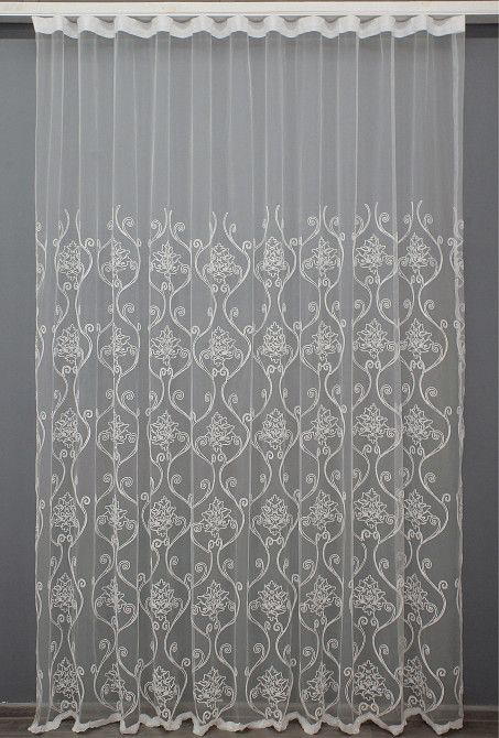 Тюль фатин з вишивкою, колір білий 1419т Київ - фото 3