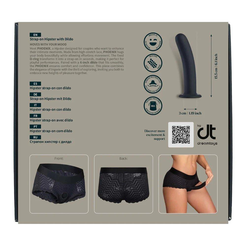 Страпон на кружевных трусиках Dream Toys Bold Phoenix, S, черный, 15,5 × 3 см Sex Aura Киев - изображение 9