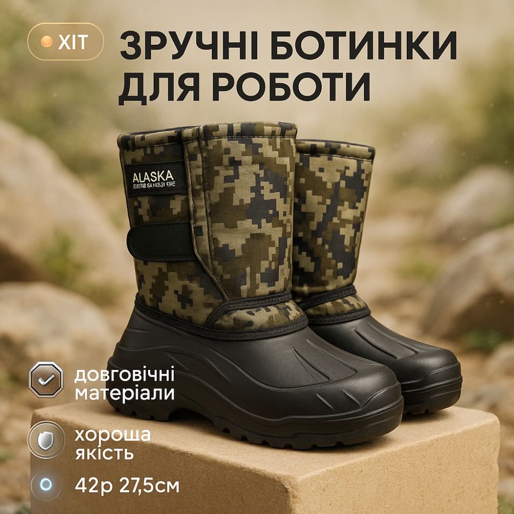 Активные мужские резиновые сапоги 42р, Рабочая спецовая обувь, Утепленные сапоги резиновые весенние MS-60 Львов - изображение 11