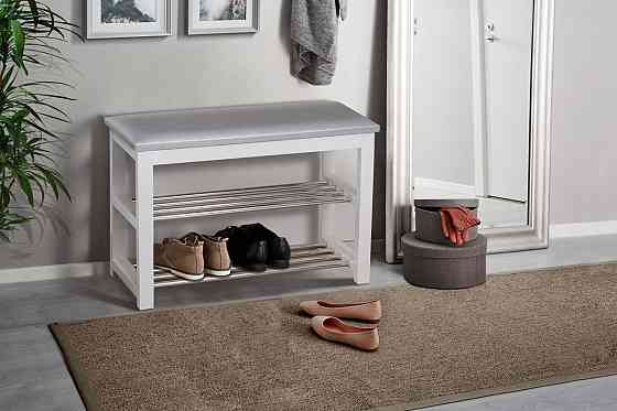 Лавка для взуття №1, біла, кож.зам, сірий Киев
